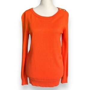 Banana Republic Orange Anchor Button Crewneck Sweater | Size Small